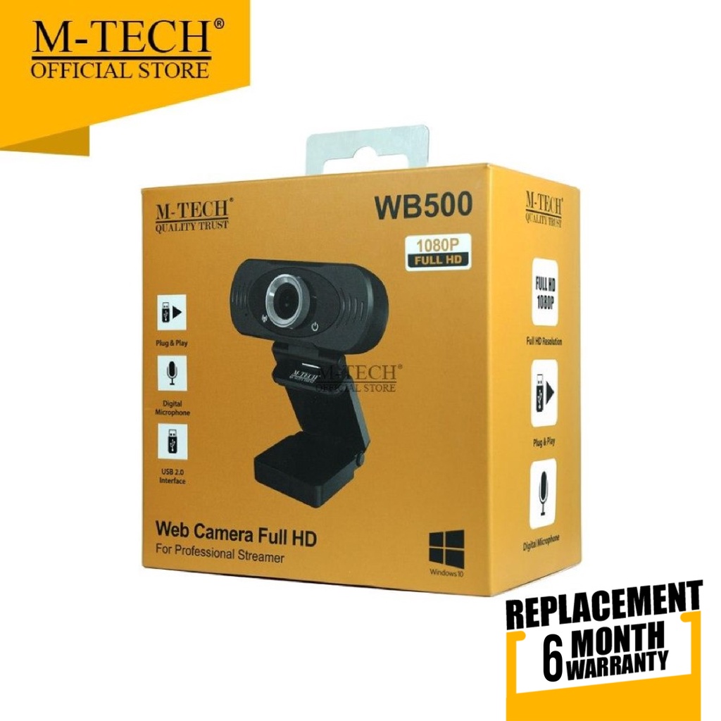 M-TECH ORIGINAL Webcam WB500 Web Camera Full HD Streamer 1080P With Microphone