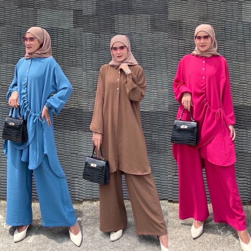 one set crinkle tunik serut