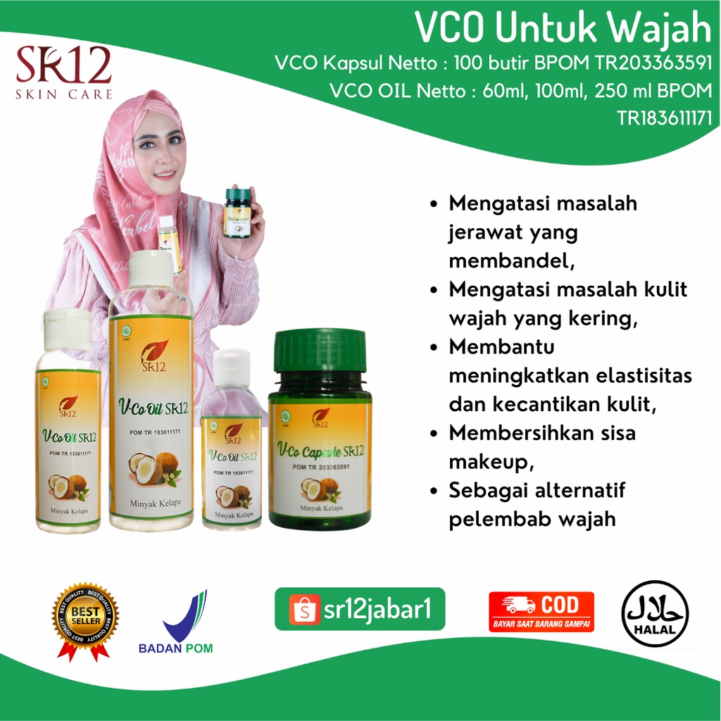 Minyak Kelapa SR12 / VCO SR12 / Minyak Kelapa Untuk Wajah / Melebabkan Wajah / Minyak Kelapa Origina