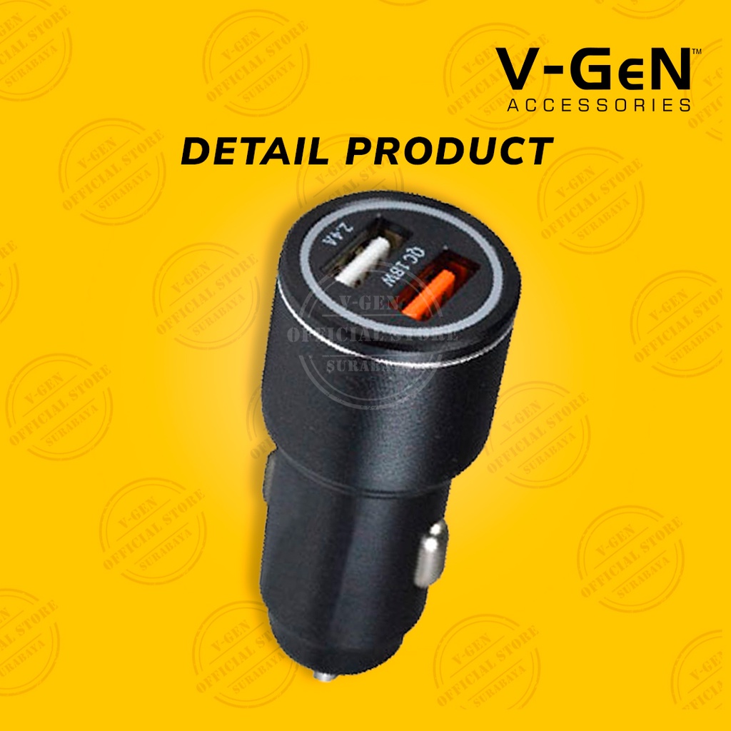 Car Charger V-GeN VCC2-29 USB Fast Charging QC3.0 2.4A V-GeN