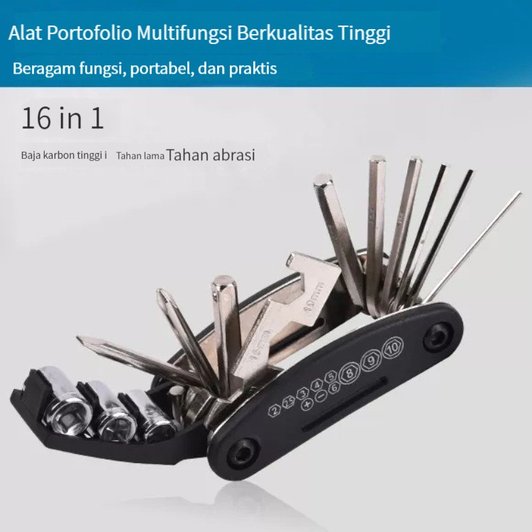 (Stok tersedia, dikirim dari Jakarta) Sepeda gunung alat perbaikan mini portabel alat kombinasi perbaikan kunci hex rumah multifungsi