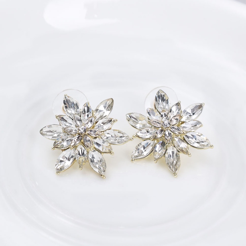 Korea Berlian Imitasi Elegan Geometris Pesta Pernikahan Anting S925 Perak Jarum Telinga Stud Bunga Matahari Anting Snowflake Earrings Vintage