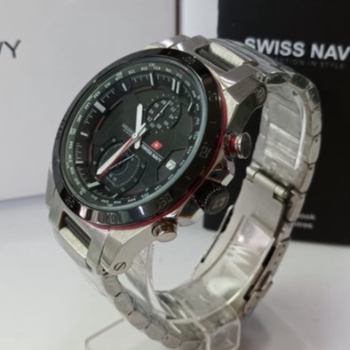 JAM TANGAN PRIA SWISS NAVY HC-8693 SILVER BLACK ORIGINAL
