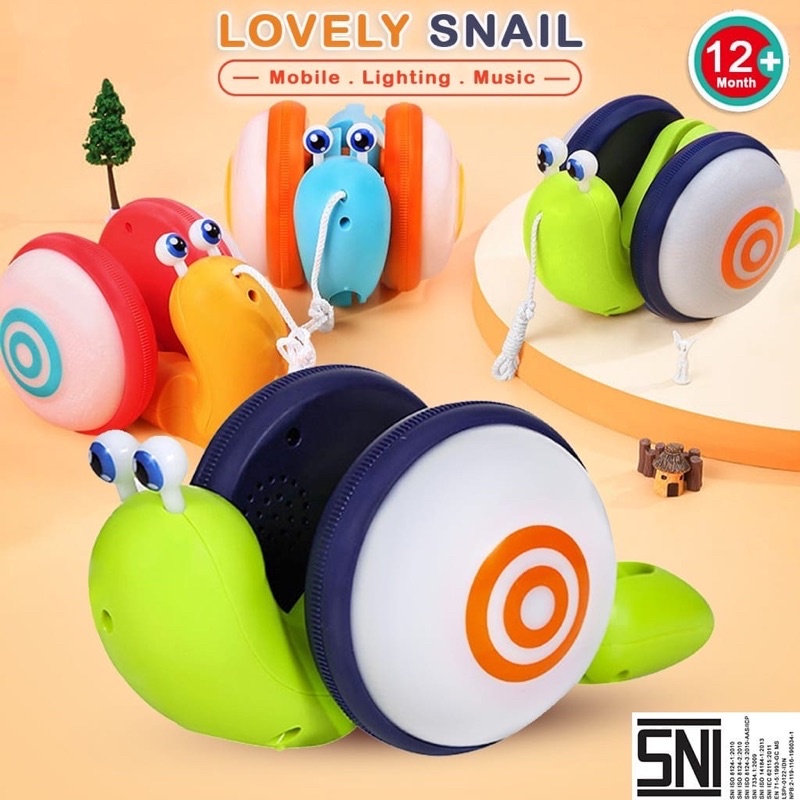 TokoPapin Mainan Siput Tarik Goyang Anak Bayi Nyala Lampu Suara Musik Snail Edukasi Lucu