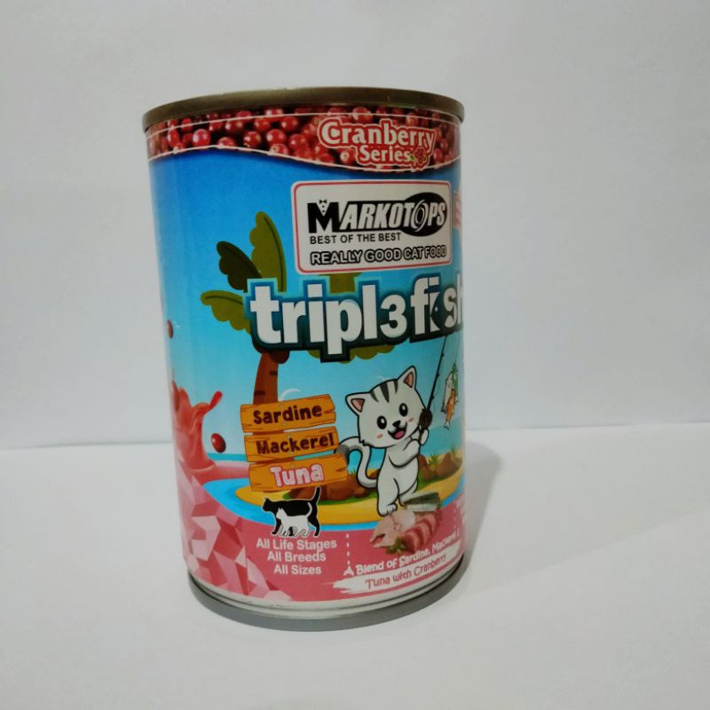 

New Markotop kaleng kitten tripl3fish 400gr sarden mackerel tuna makanan kaleng kitten