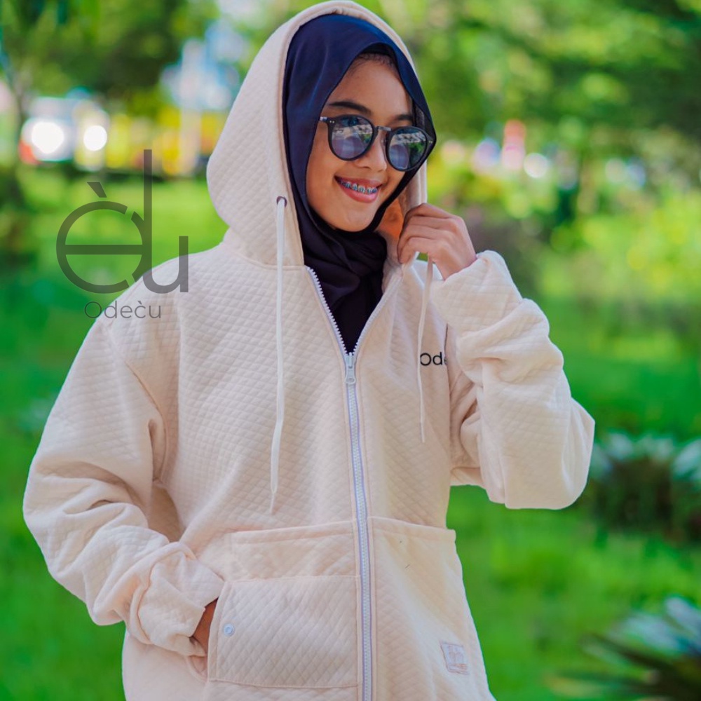 ODECU PREMIUM HOODIE ZIPPER KNIT DIAMOND EMBOSS