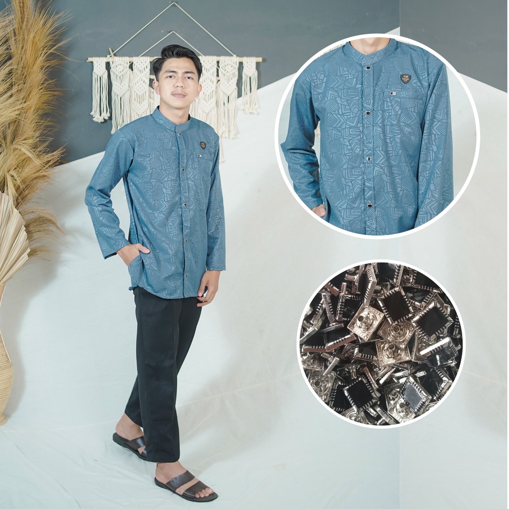 El-fajar / koko embos model lengan panjang motif terbaru pria dewasa baju koko embos katun