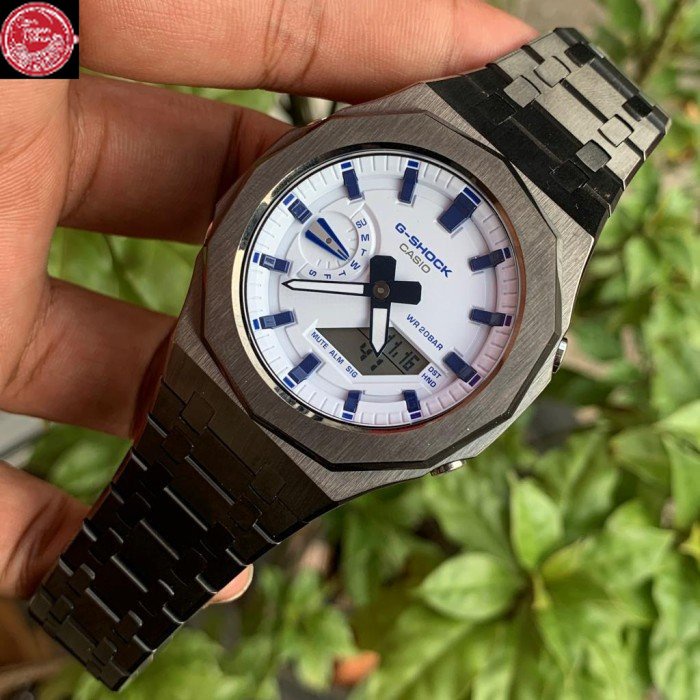 Jam G-Shock GShock GA-2100 GA2100 Original White Gunmetal Steel Gen5
