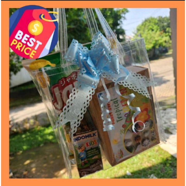 

Tas Goodie Bag Souvenir Ultah Anak Bahan Mika Transparan Bahan Tebal
