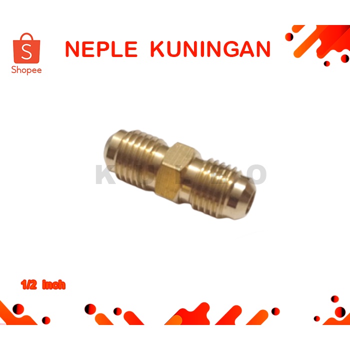 Double Nepel 1/2 - Dobel Nepel 1/2 inch - Nepel 1/2 Kuningan