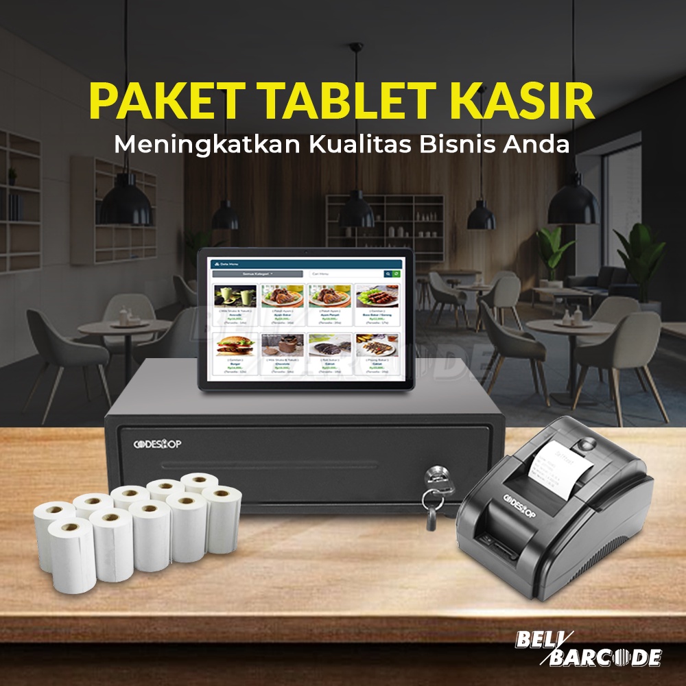 Paket Tablet Kasir Lengkap Printer Struk Cash Drawer Kertas Thermal