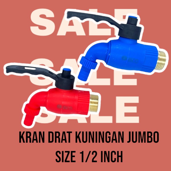 Kran Drat Kuningan 1/2 Inch Jumbo Isco Air Plastik Taman Tembok