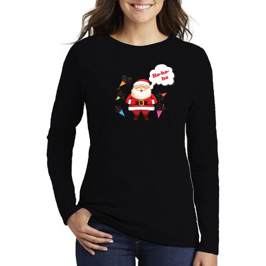 Kaos T-SHIRT Wanita Lengan Panjang SANTA CLAUS ,T-shirt Distro Baju Distro Keren.