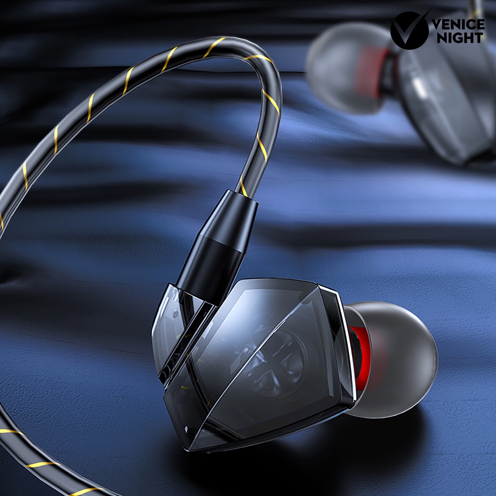 (VNEP) (Berkabel) 3.5mm Dynamic In-ear HiFi Heavy Bass Sport Earphone dengan Mic untuk Ponsel