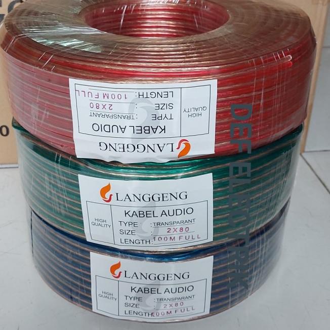 KABEL LISTRIK TRANSPARAN SERABUT 2X80 100METER - 2x80 100 yard