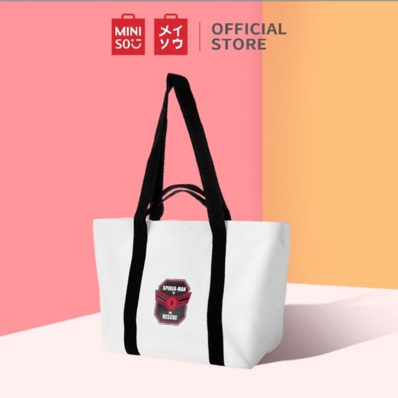 MINISO X MARVEL  Marvel Spiderman Large shoulder bag size 36.5x17x34cm / tas canvas miniso / tas per