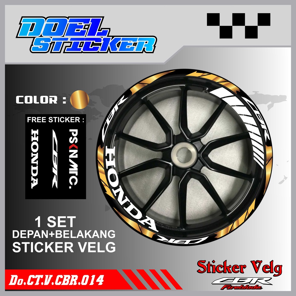 Stiker Cutting Velg CBR 150 Racing Lis List Variasi Custom Set Depan Belakang Doel 014