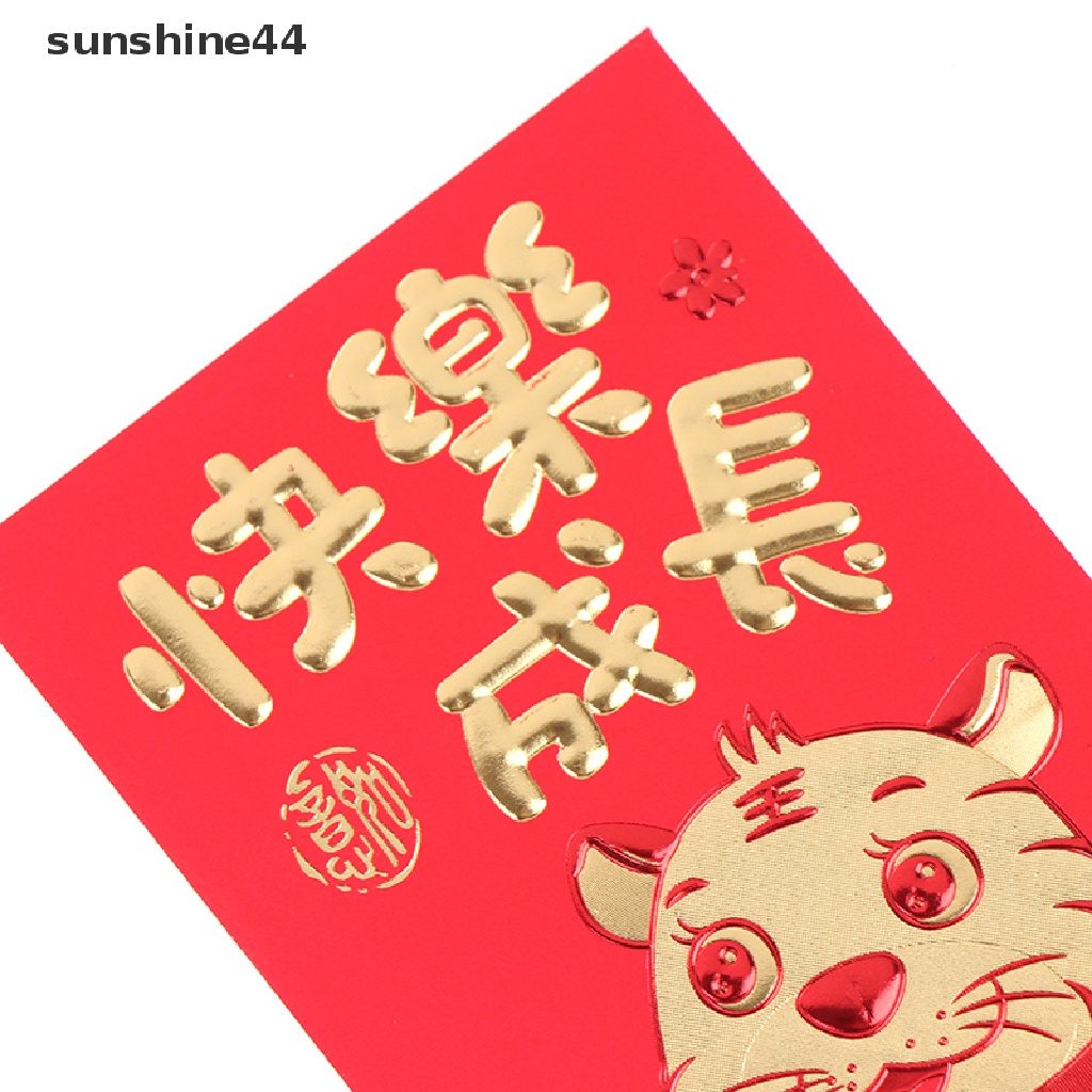 Sunshine 2022 Amplop Angpao Tahun Baru Cina / Imlek Gambar Harimau Warna Merah