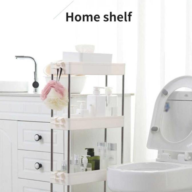 Rak Susun Plastik Roda Rak Dapur Serbaguna Rak Salon Susun Roda 3 Tkt