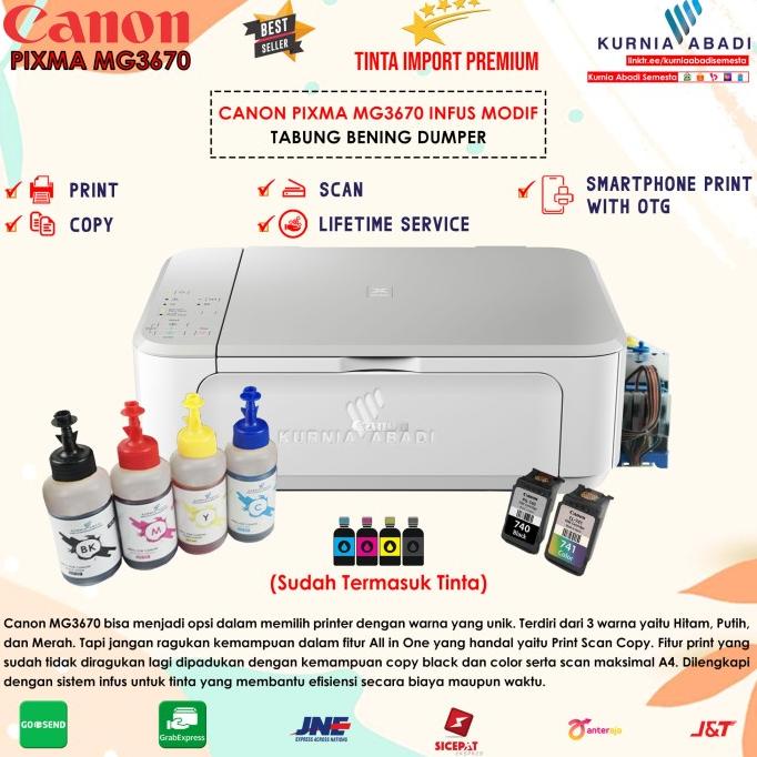Printer Canon Pixma Mg3670 Infus Print Scan Copy Inkjet Infus Dumper