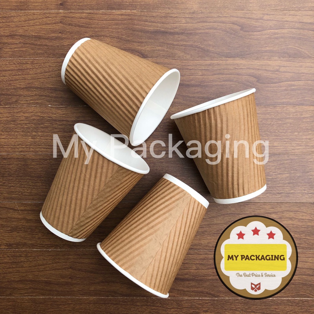 Hot Paper Cup Gelas Kopi 8oz V Wrap Barrier 210gsm TEBAL - isi 25pcs/pack