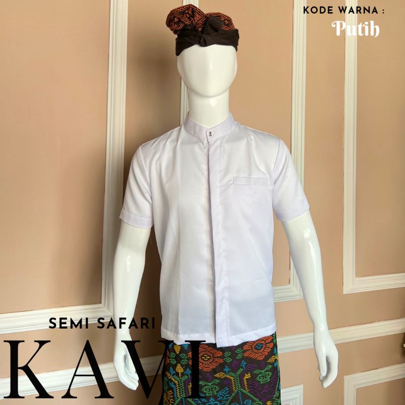 Baju Atasan Kemeja Lengan Pendek Pria Semi Safari Bali Polos Kavi