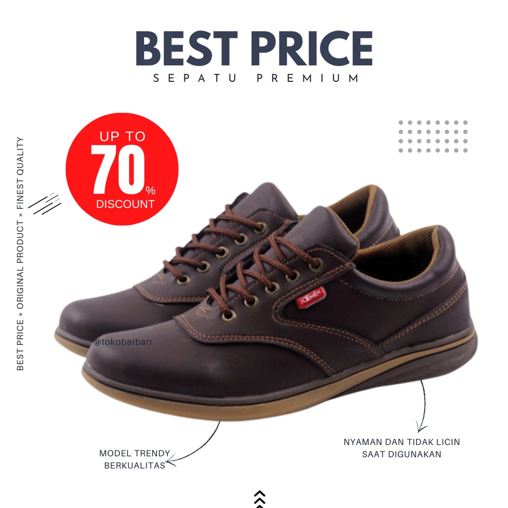 Sepatu kulit pria casual kerja original brand berkualitas tinggi
