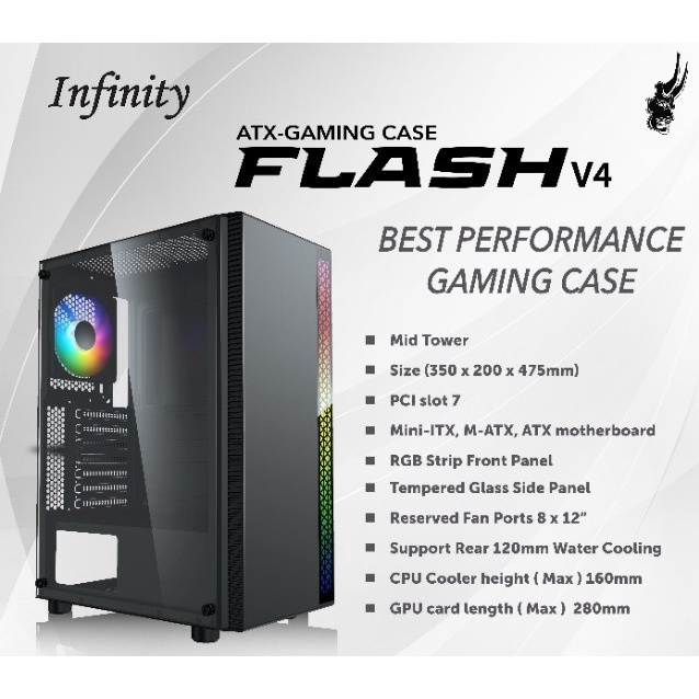 PC Case Gaming Infinity Flash V4 Tempered Glass LED RGB