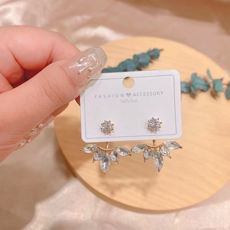 [COD] Anting Berlian Paduan Aster Dengan Anting Daun Berlian /Anting Versi Korea Daun Berlian Wanita