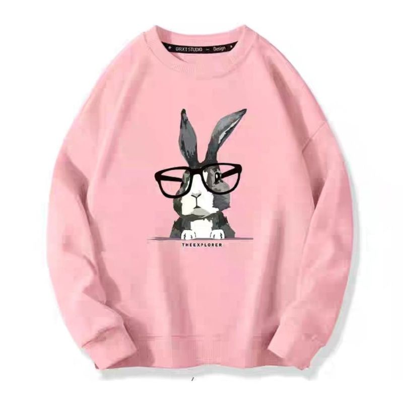 Sweater Crewneck RABBIT THE EXPLORER terbaru/ sweater basic unisex kekinian /Crewneck pria wanita kualitas distro