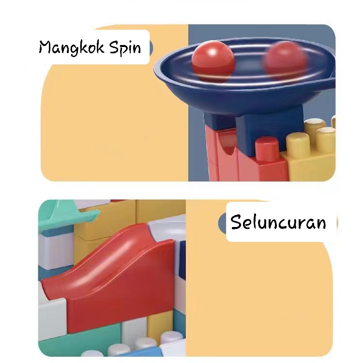 [JUALSEMUA18](6620)136pcs Mainan Balok Susun Bola Dan Rail Dengan Kotak Penyimpanan Dan Tutup Papan Lego / Brick With Ball And Track Adventure / Balok Susun Adventure