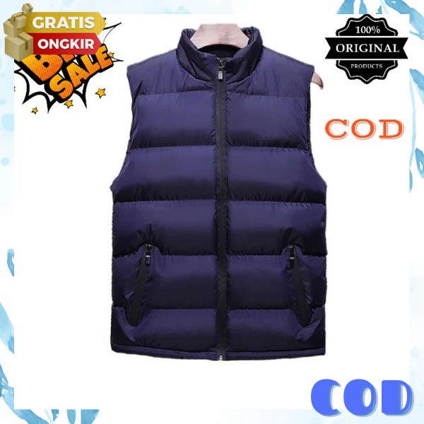Jaket Rompi Jaket Pria Dewasa Jeket Vest Tanpa Lengan Jakeet Mantel Tebal Jakket Resleting Vest Cowo