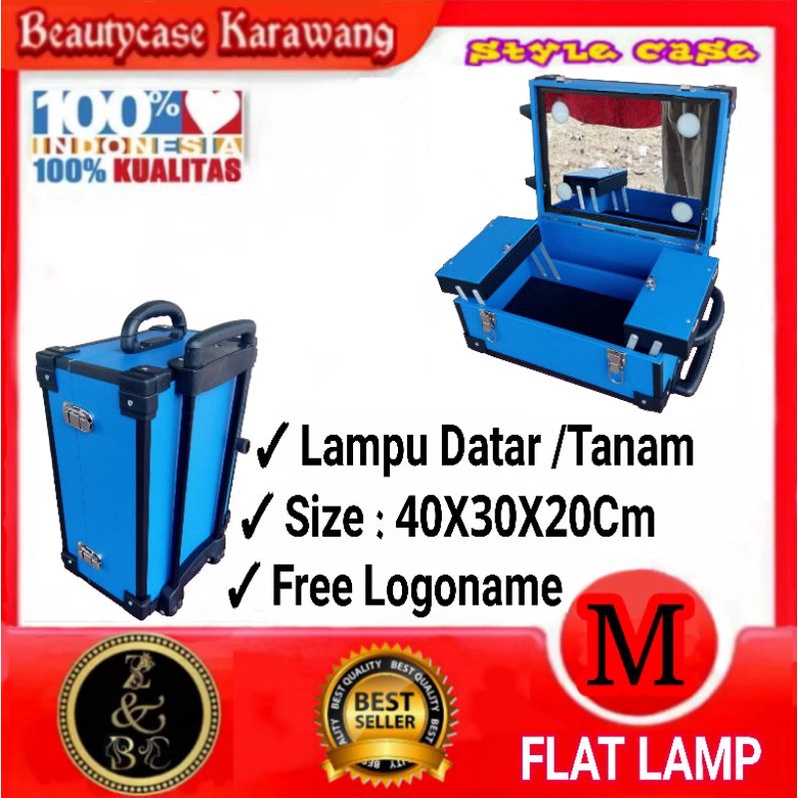 Koper Beauty Case 40Cm Flat Lampu tanam Beautycase Box MUA Make Up Artis Wedding Tas Rias Pengantin