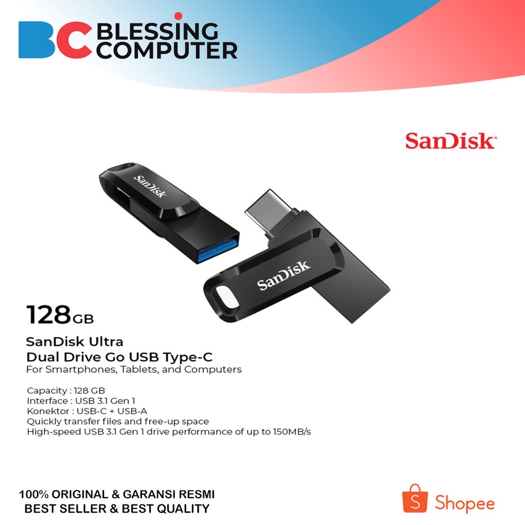 FlashDisk SanDisk 128GB Dual Drive Go USB Type C / FlashDisk 128GB