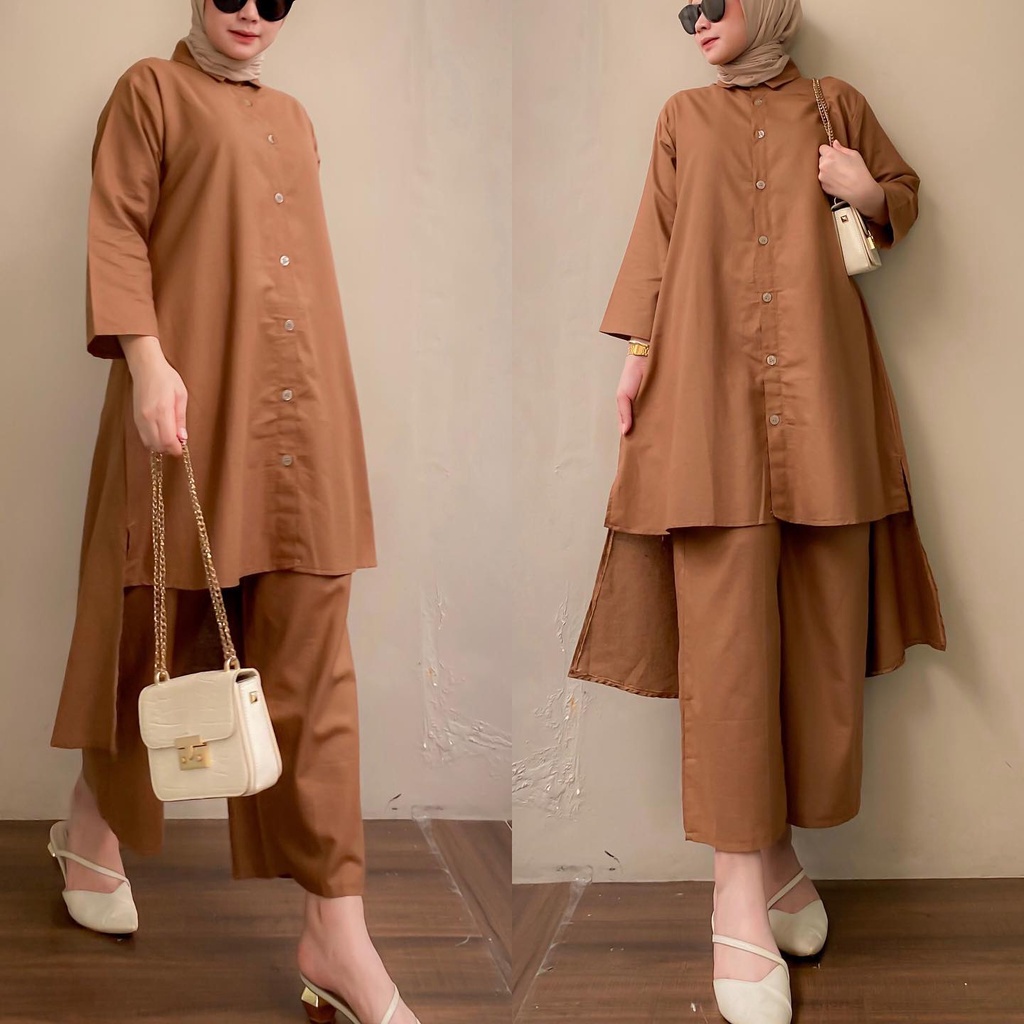 Baju Setelan Atasan Dan Bawahan Dara One Set Jumpsuit 2in1 Wanita Dewasa Kekinian Fashion Muslim Bah