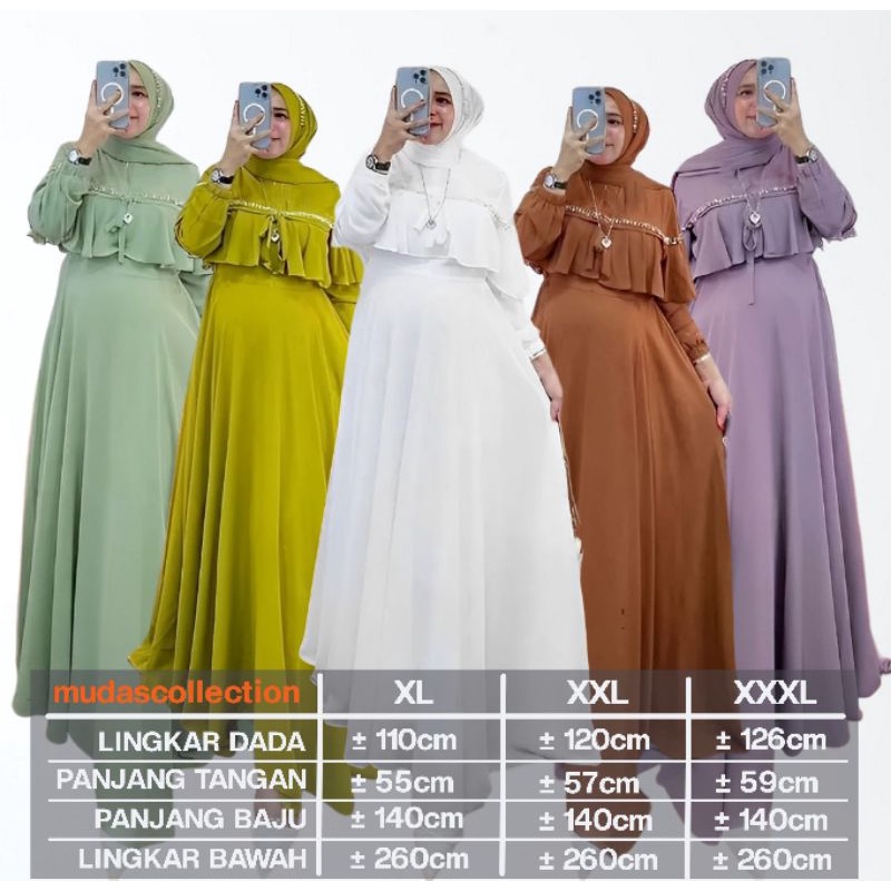 Busana Muslim Wanita Terbaru Gamis Pesta Mewah Elegan Gamis Putih Ceruty Babydoll Baju Kondangan Wanita Adikta Dress