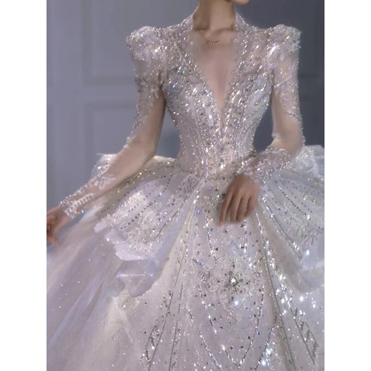 Gaya Pengerjaan Berat Gaun Pernikahan 2022 Pengantin Baru Garis Utama Tekstur Berkualitas Tinggi Len