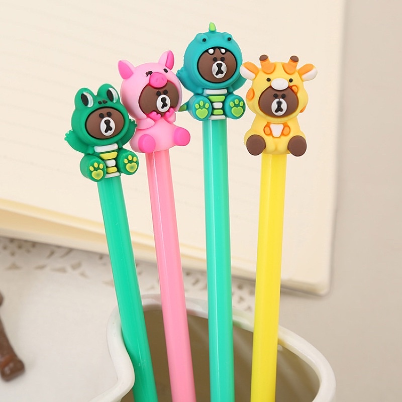 

[LULU] PULPEN / PENA CAIR HITAM LUCU KARAKTER LUCU BROWN / STATIONARY ALAT TULIS
