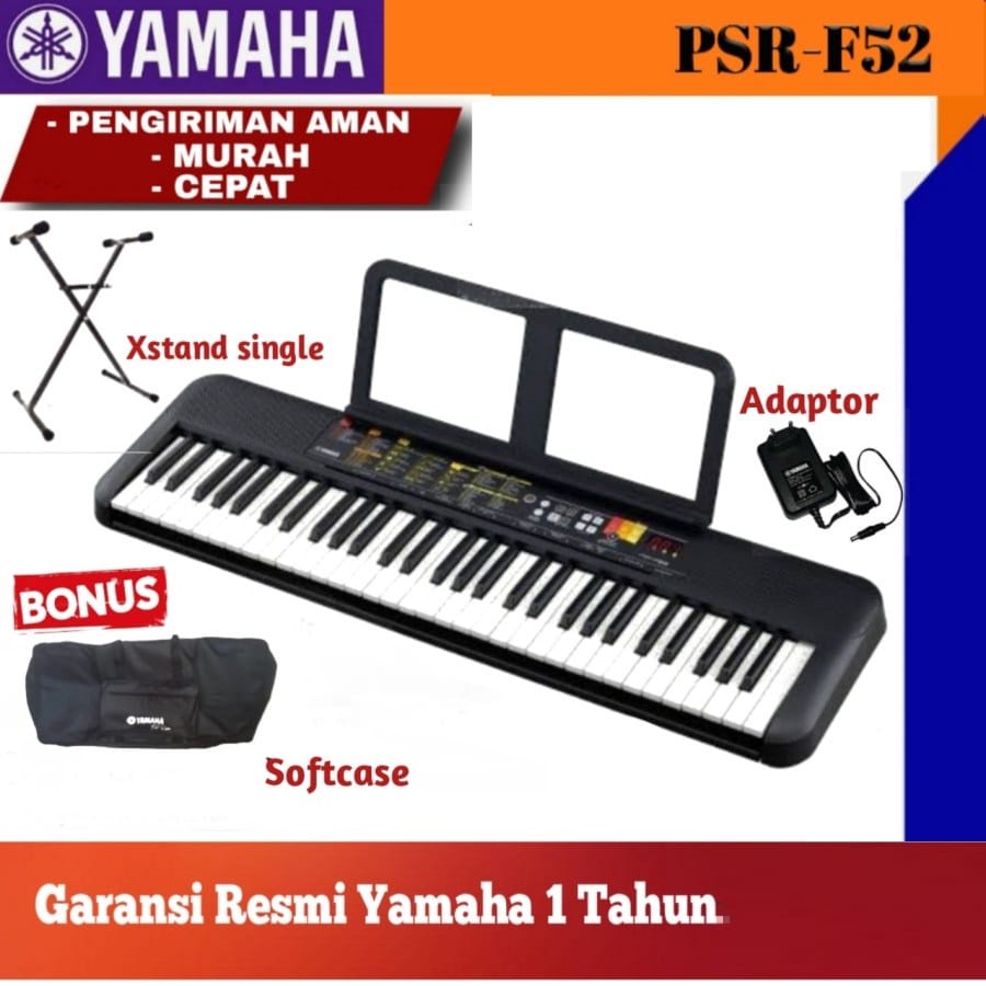 Keyboard Yamaha Psr F51 /  Yamaha PSR F52 / PSR-F52 / PSRF 52 Garansi Resmi + Xstand peganti Yamaha Psr F51