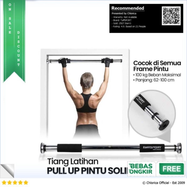 Dijual TaffSPORT Tiang Latihan Pull Up Pintu Solid Grip 62-100cm - HW139501 - Hitam TaffSPORT Limite