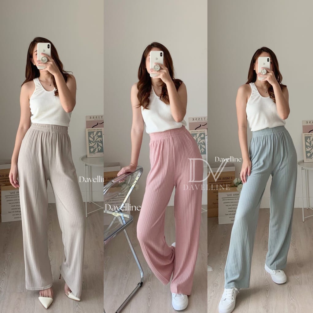 Davelline • Celana Kulot Knit Berkualitas - Kinan Knit Pants Premium