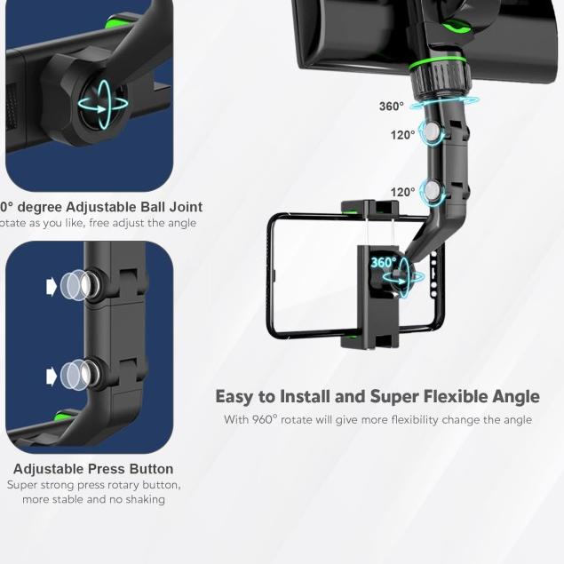 UNEED Car Phone Holder Rearview Mirror Adjustable Universal Holder - GREY