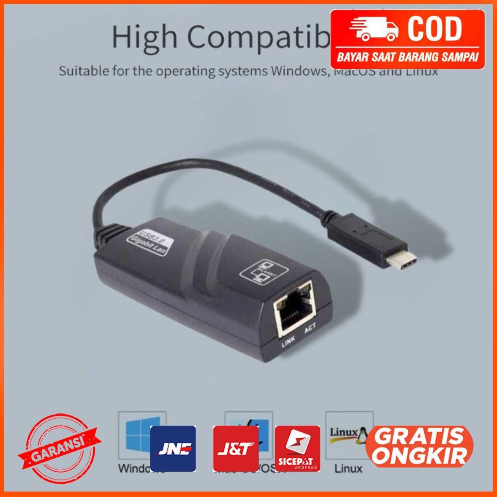 Adaptor USB Type C to LAN RJ45 Ethernet Gigabit 1000Mbps TD1000