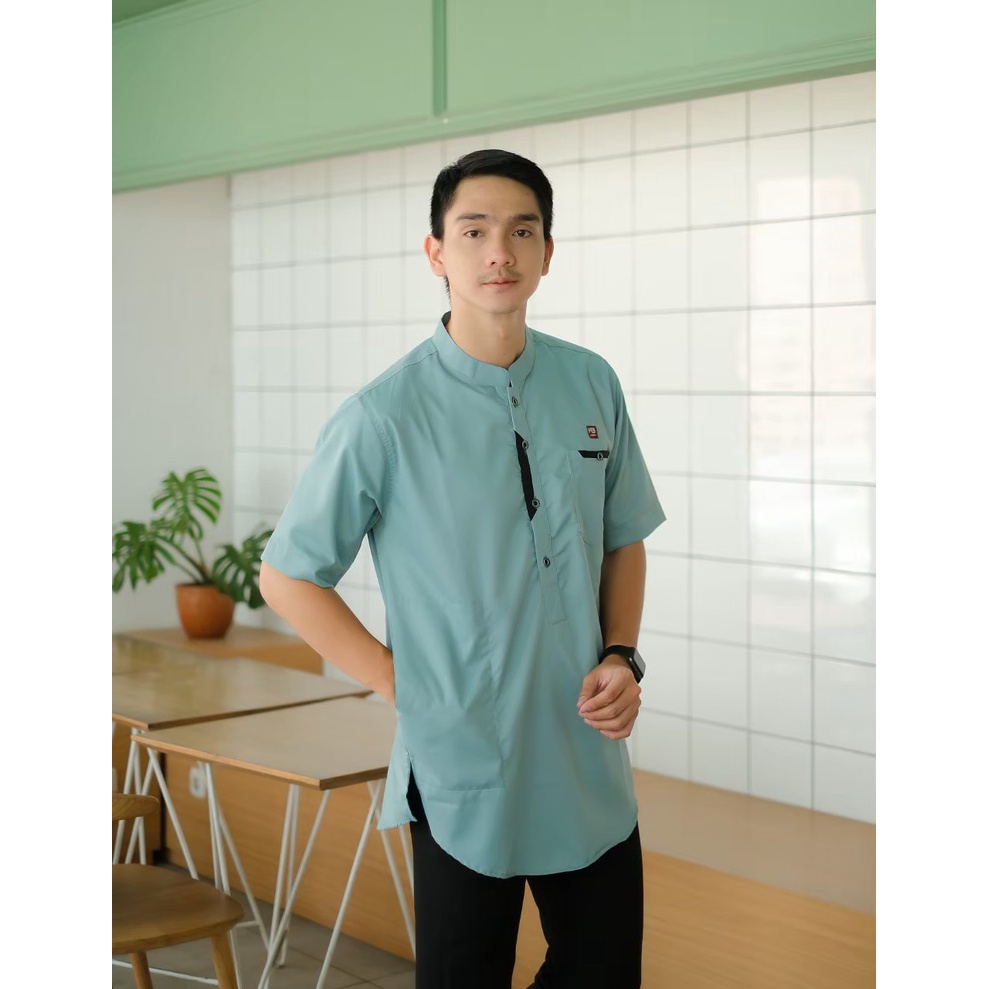 Habib Moslem Baju Koko Pria Lengan Pendek Toyobo Fodu Silky Hijau Wardah