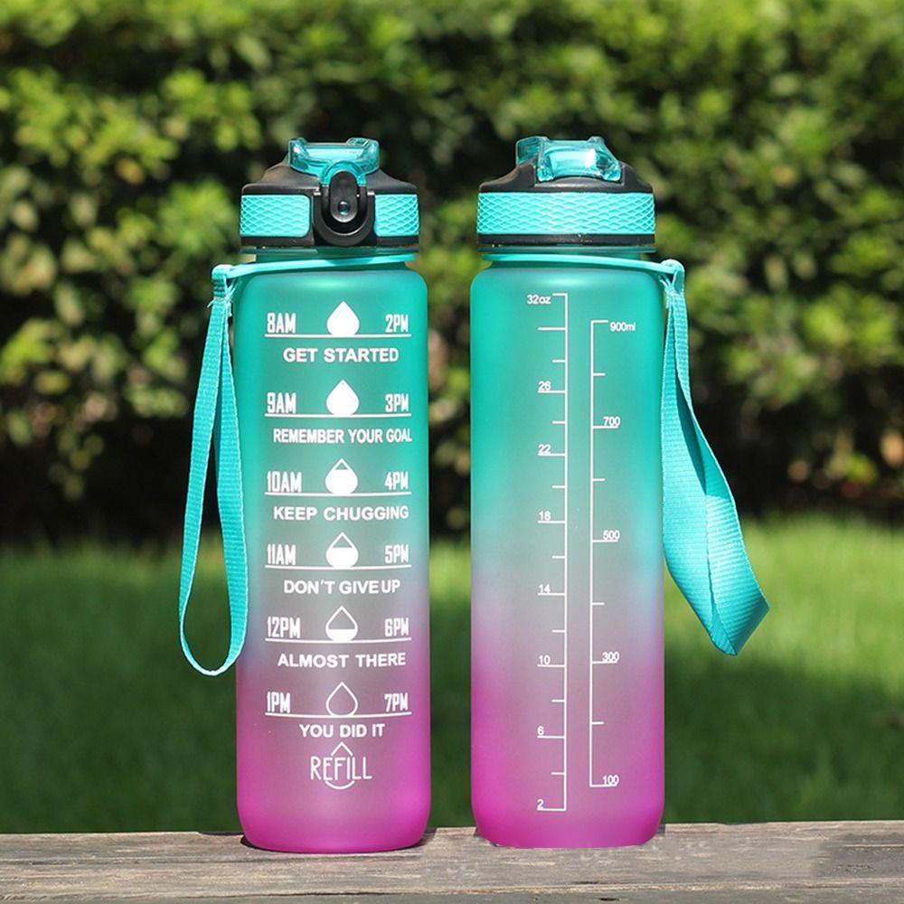 R-FLOWER 1000 ml Ketel Portable Outdoor Sport Warna Gradien Sepeda Cangkir Anti Bocor Air Minum 1L Water Cup