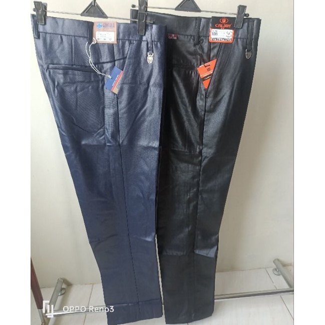 Celana Bahan Dasar Pria Mengkilap Formal Slimfit Navy Premium