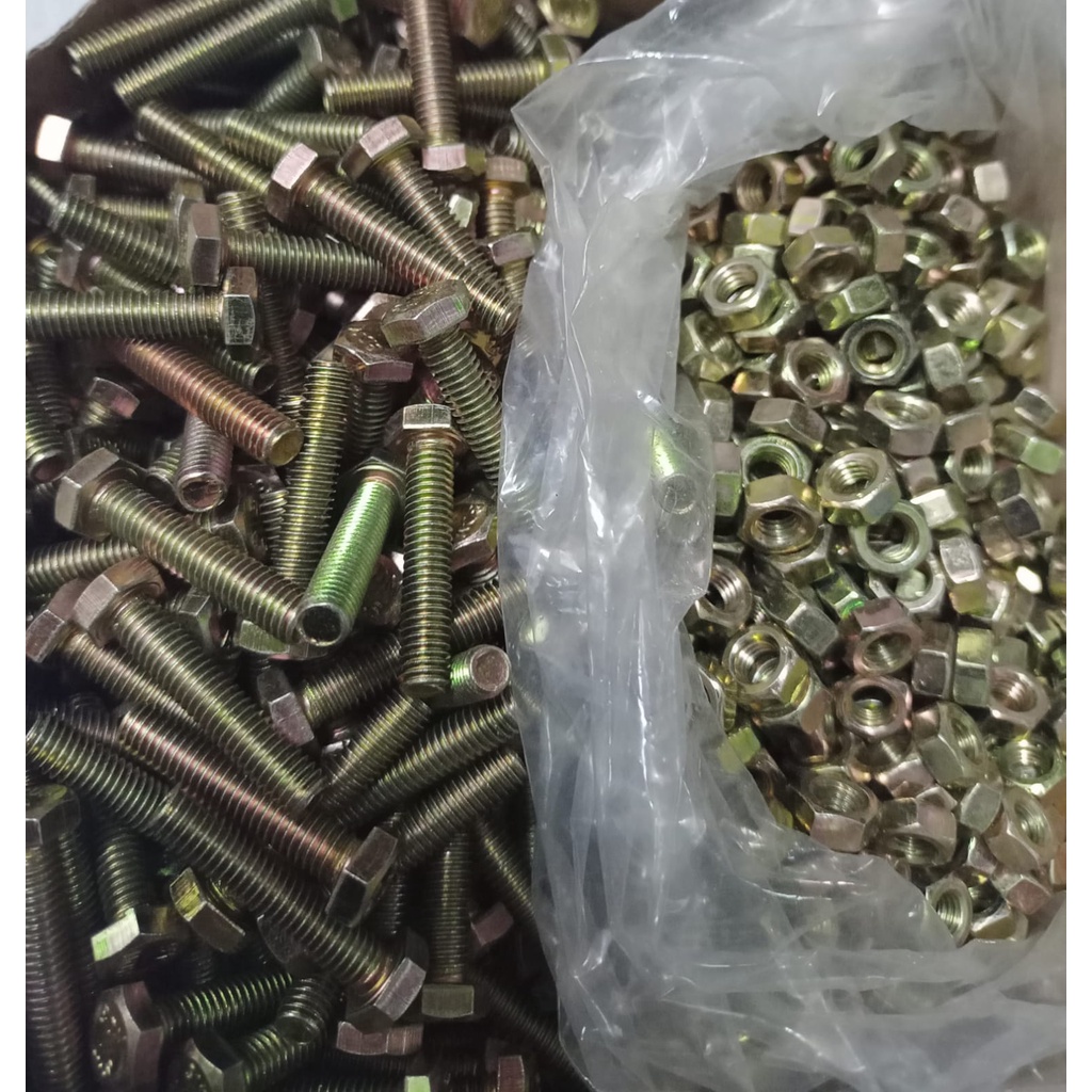 BMK M8X20/ BAUT MUR KUNING M8X20/ BAUT MUR HEX KUNING M8X20