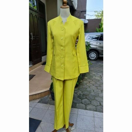 Blazer Seragam Kerja Wanita Hijau Igra Setelan Rok Celana