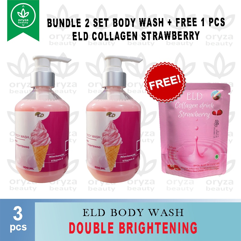 [Free 1 pcs] Bundling ELD Body Wash Double Brightening Free 1 pcs ELD Collagen Strawberry 60gr