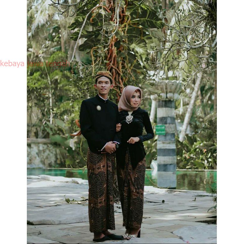 Baju Prewed / Baju Couple Beskap Kebaya Bludru / Baju Adat Jawa - SOLO (FREE AKSESORIS BESKAP) Kebay